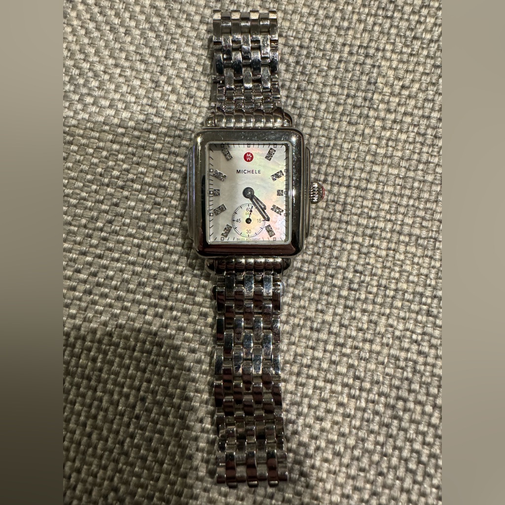 Michele Deco 16 Diamond Dial Silver Watch